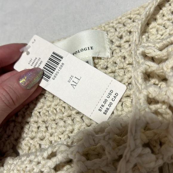 Anthropologie Cream Crochet Crop with Fringe O/S NWT - Picture 6 of 9